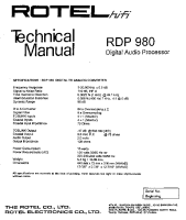 Rotel RDP-980 - Technical manual 